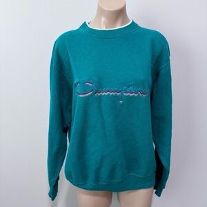 Champion Vintage Logo Teal Crewneck Sweatshirt